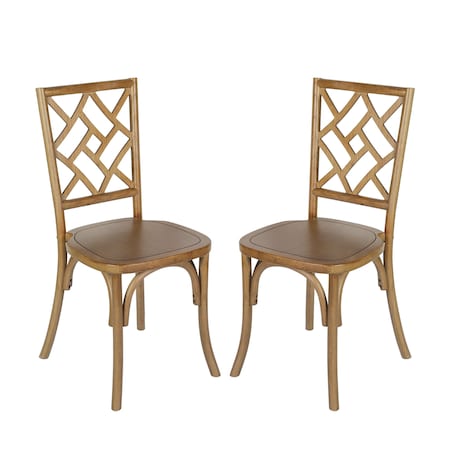 Flash Furniture Brooklyn Commercial Grade Pecan Solid Wood Stackable Dining Chair with Intricate Back Detail, 2PK 2-ZH-8100-5-PEC-GG